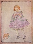 Ethel Everett - Edwardian Girl Reading Letter with Cat - Image 1
