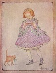 Ethel Everett - Edwardian Girl Reading Letter with Cat