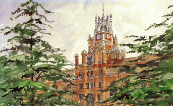 Royal Holloway from a watercolour by Alice Clay Limited edition of 100